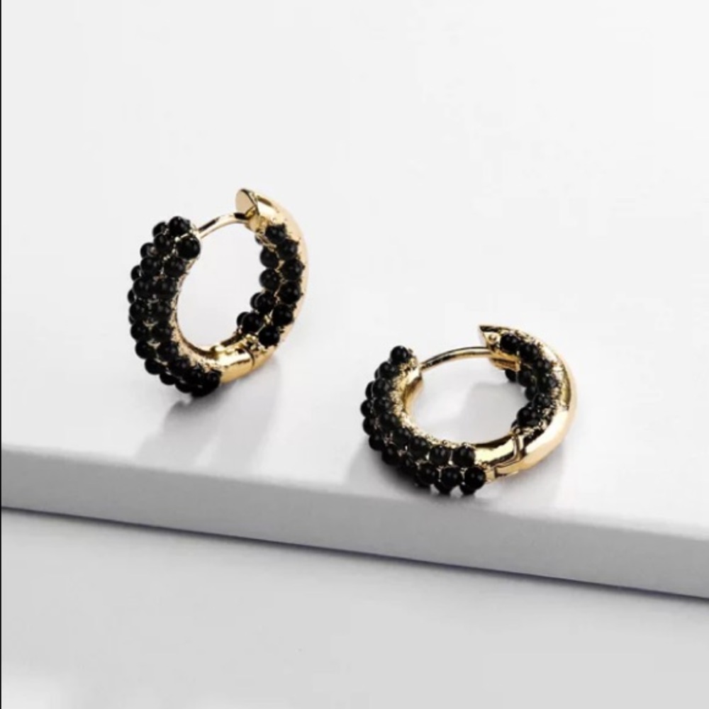 🌊Zara Black Pavè Huggie Hoops